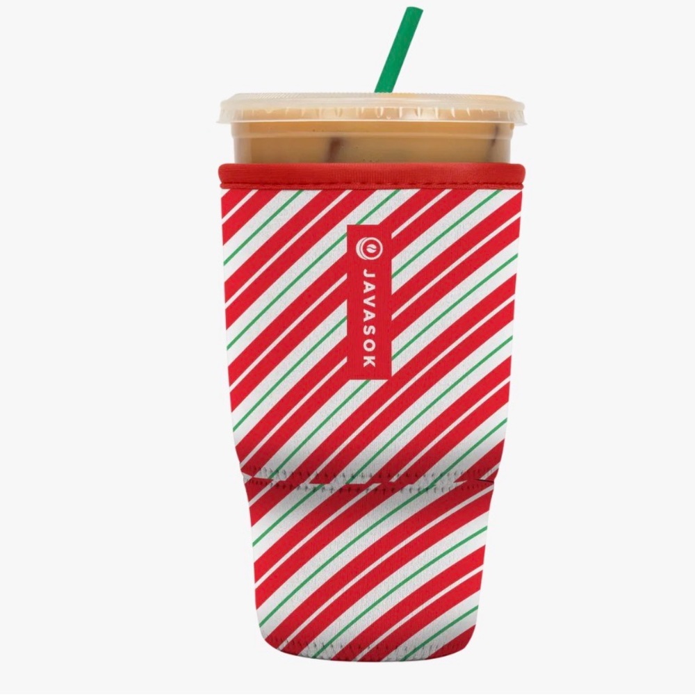 Javasok Candy Cane Stripes Cold Cup Sleeve/Koozie